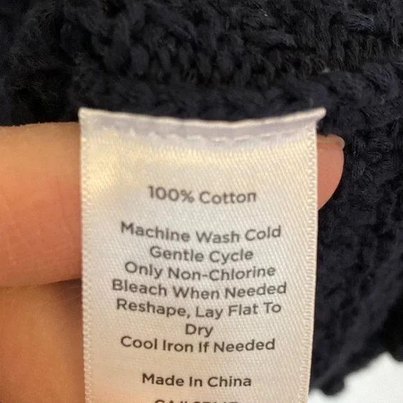 Talbots Navy Open-Knit V-Neck Button Front Cardigan - Picture 4 of 9